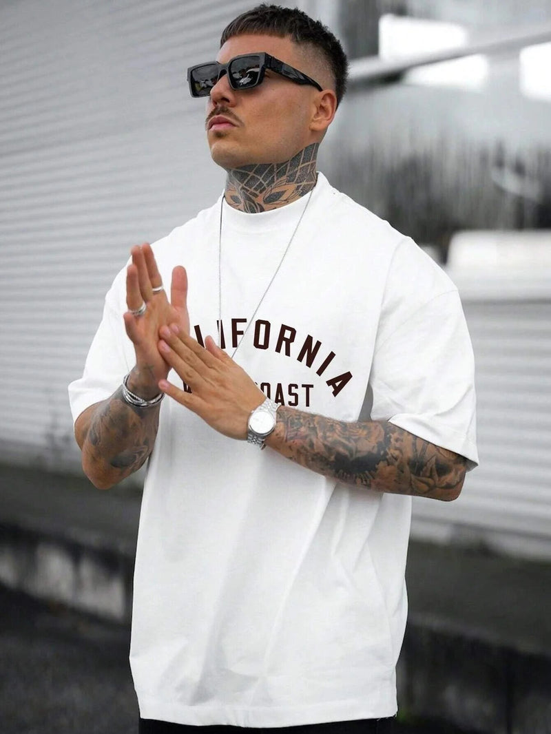 CALIFORNIA Men's Letter Print Cotton T-Shirt