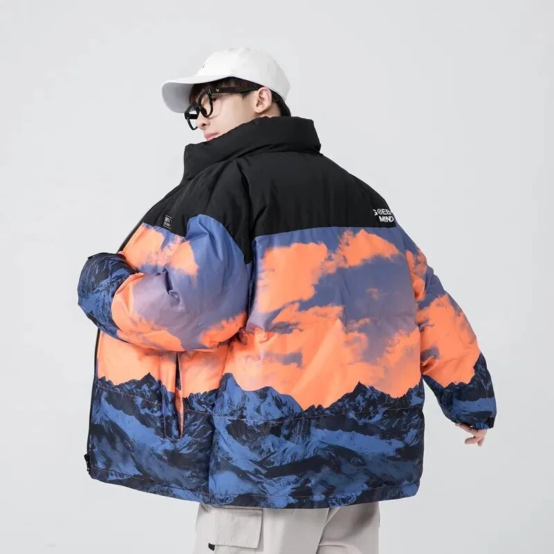 Manteau d'hiver de style coréen de couleur dégradée pour hommes 