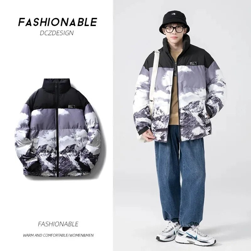 Manteau d'hiver de style coréen de couleur dégradée pour hommes 
