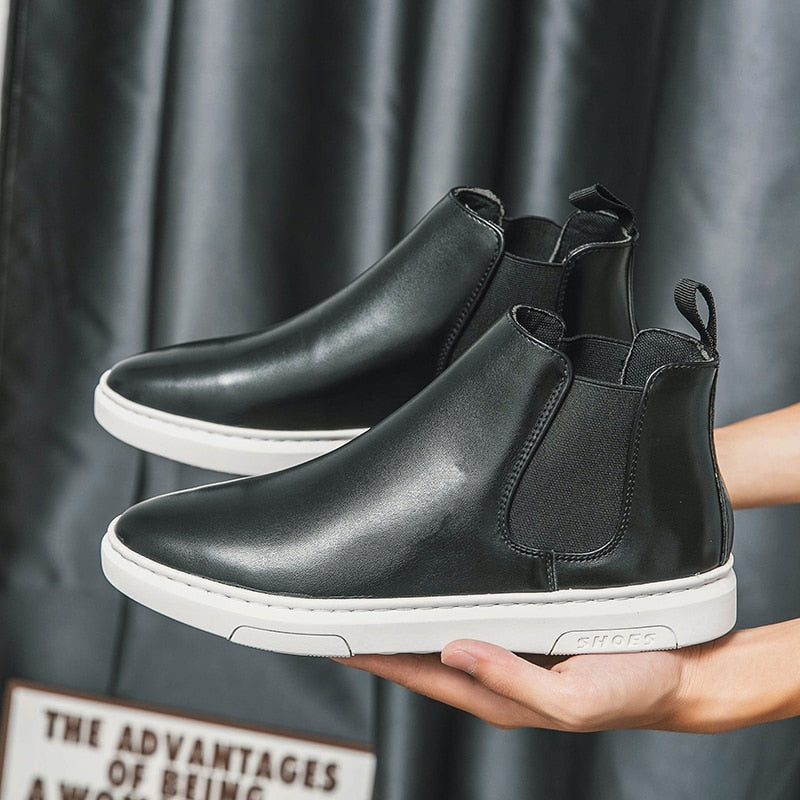 Men's Flat Sole Faux Leather Chelsea Boots