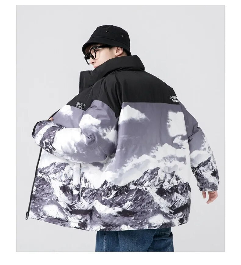 Manteau d'hiver de style coréen de couleur dégradée pour hommes 