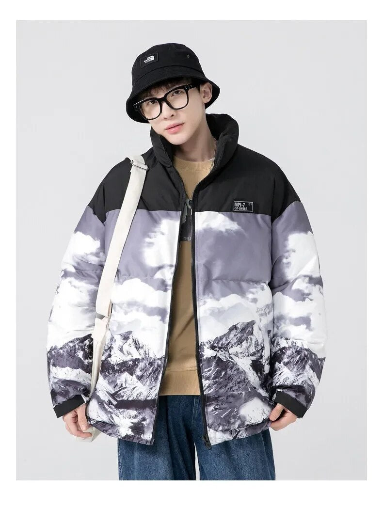 Manteau d'hiver de style coréen de couleur dégradée pour hommes 