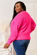 Woven Right Rib-Knit Open Front Drop Shoulder Cardigan