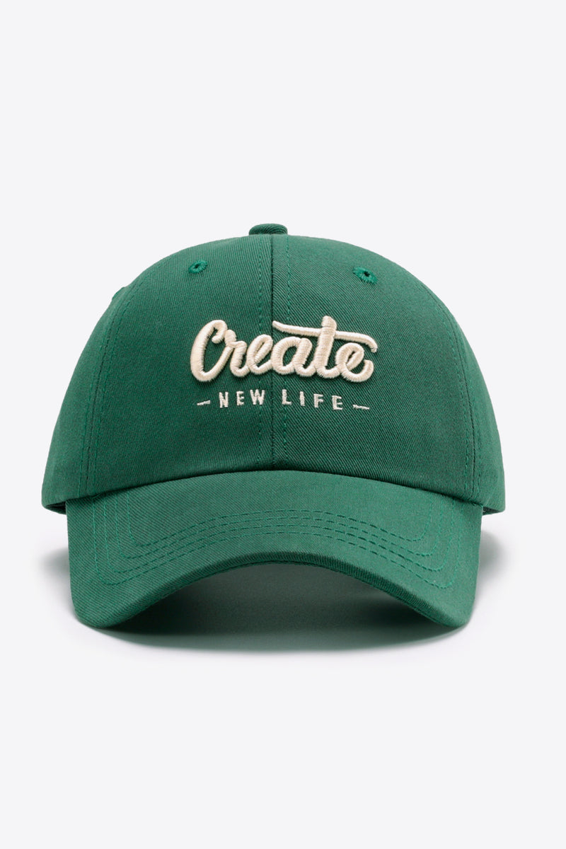 CREATE NEW LIFE Gorra de béisbol de algodón ajustable