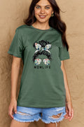 Camiseta de algodón con gráfico MOM LIFE de tamaño completo de Simply Love