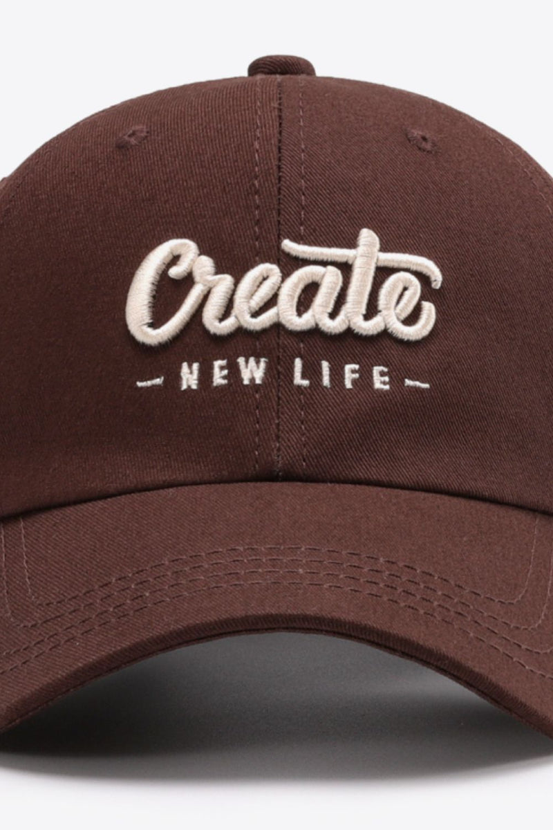 CREATE NEW LIFE Gorra de béisbol de algodón ajustable