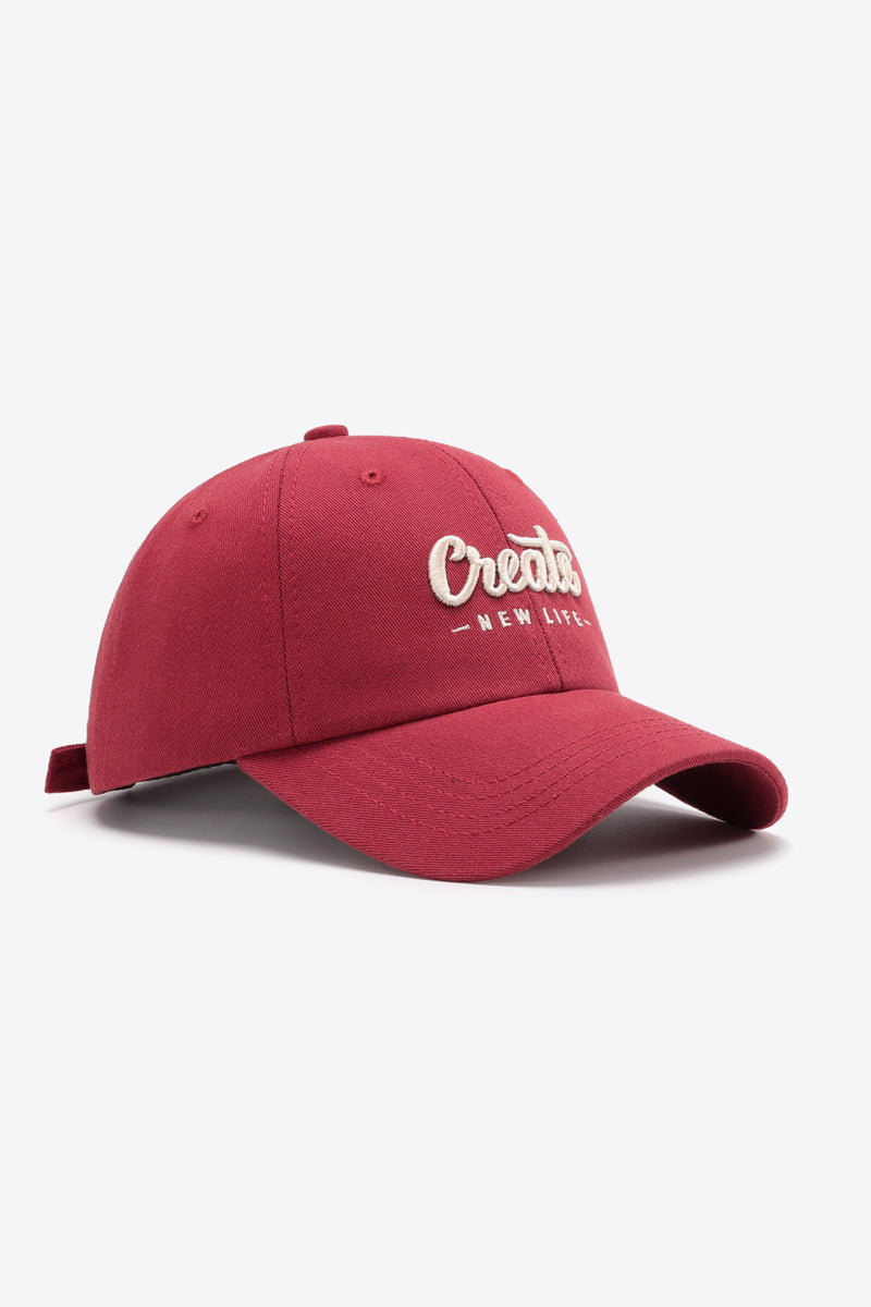 CREATE NEW LIFE Gorra de béisbol de algodón ajustable