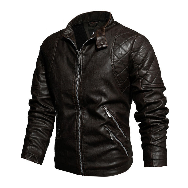 Men's Winter Motorcycle PU  Leather Jacket