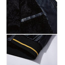 Men's Embroidery Fleece Inside Faux Leather Jacket