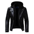 AYBER Men's Fashionista PU Chaqueta con Capucha de Cuero Sintético