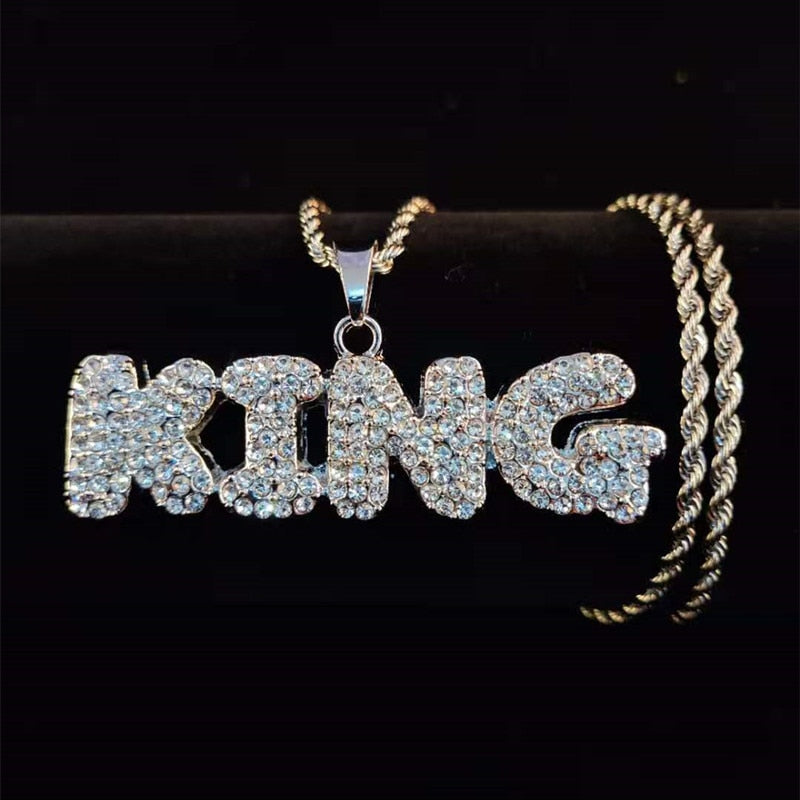 KING Pendant Men's Iced Out Necklace