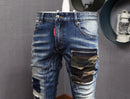 Men's Fashion Distressed Jeans W/ Camo Pocket