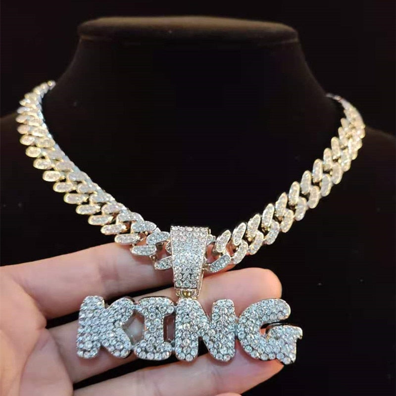 KING Pendant Men's Iced Out Necklace