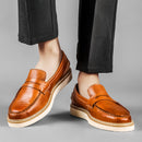YOM Men's Breathable Cowhide Leather British Loafers