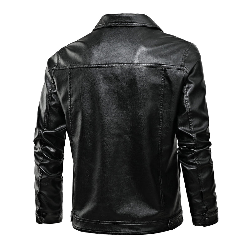 SCH Men's Fall/Winter PU Leather Collar Jacket