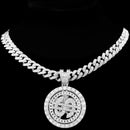 Unisex Bling Rhinestone Dollar Pendant Necklace