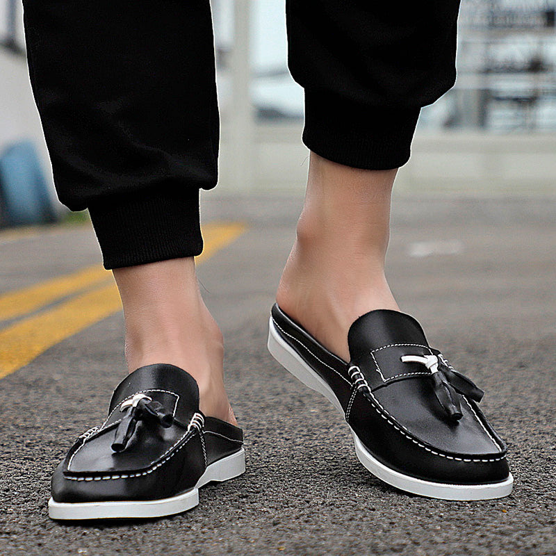 Men's Casual PU Leather Classic Backless Loafers