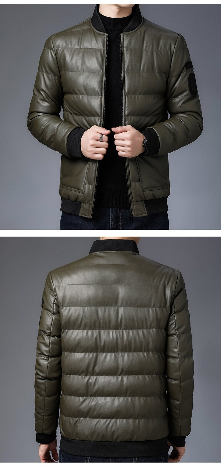 DES Men's Fashionista Leather Padded Jacket