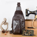 BULLCAPTAINN Genuine Leather Men's Chest Bag