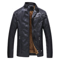 Men's Winter Fleece PU Leather Stand Collar Jacket