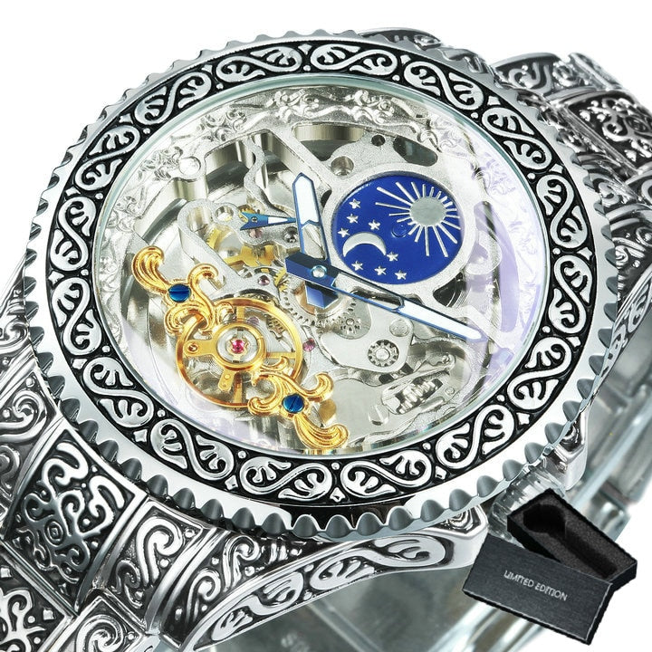 FORSINING Men's Tourbillon Skeleton Phase Watch