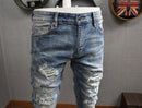 Men's High Street Fashion Light Blue Ripped Jeans