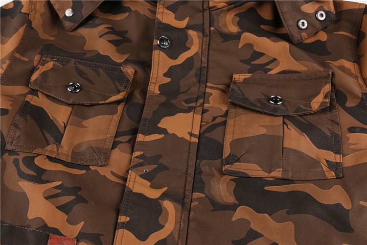 Chaqueta de camuflaje de forro polar de piel sintética para hombre