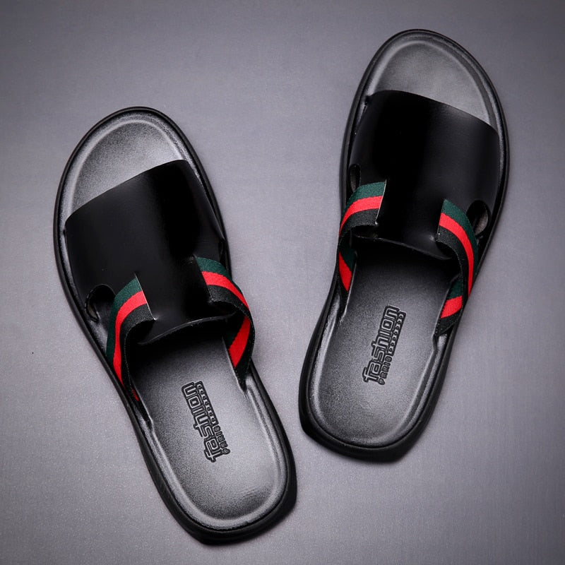 Sandalias de playa para exteriores de cuero genuino para hombres