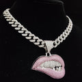 Unisex Lip Bite Pendant Necklace