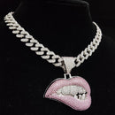 Unisex Lip Bite Pendant Necklace