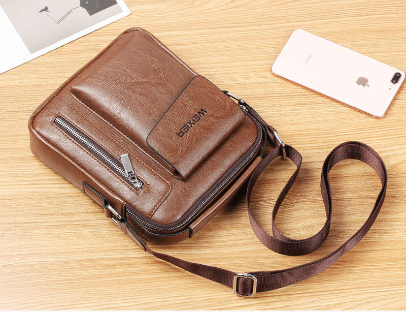 WEIXIER Men's Multi-Function PU Leather Shoulder Bag