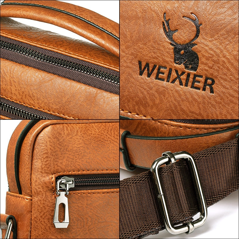WEIXER Men's Casual PU Leather Crossbody Bags