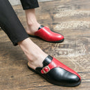 Men's Faux Leather Double Colored Backless Loafers