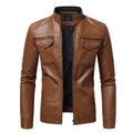 Men's Fashionista Slim Stand-Up Collar Faux Leather Jacket