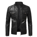 Men's Fashionista Slim Stand-Up Collar Faux Leather Jacket