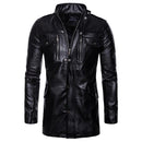 Men's High Quality Windbreaker Faux Leather Overcoat