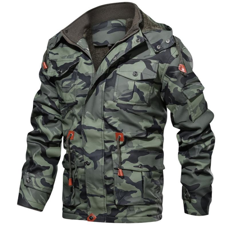 Chaqueta de camuflaje de forro polar de piel sintética para hombre