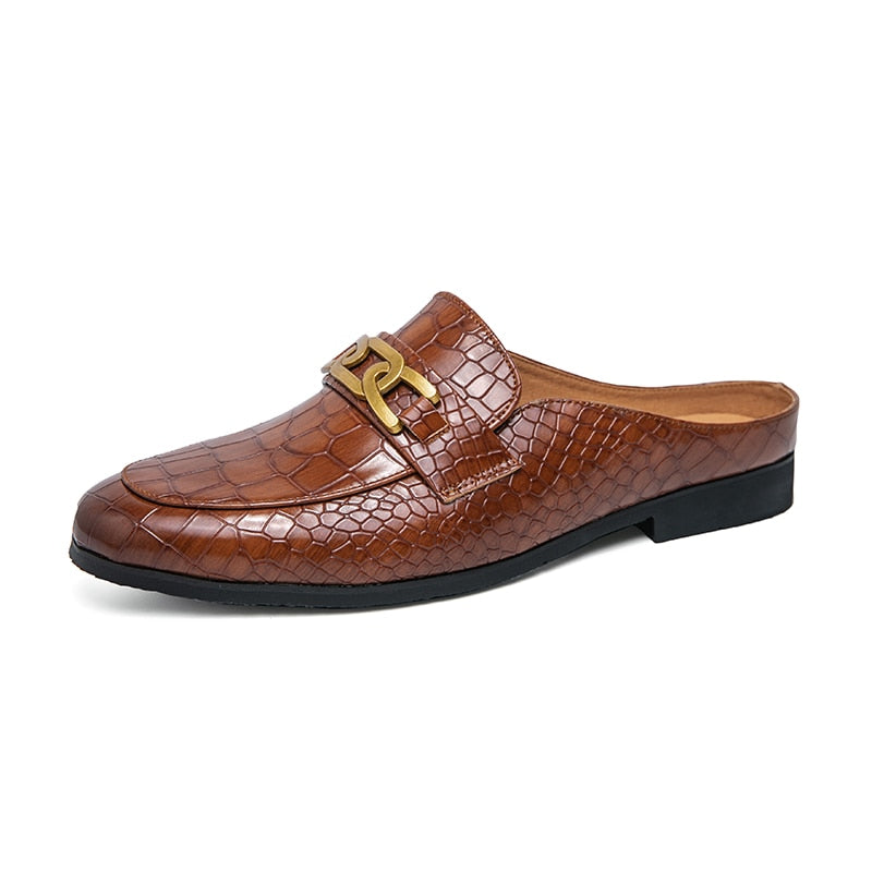 UYO Men's Genuine Leather Backless Loafers