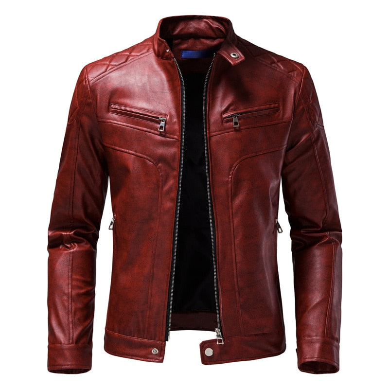 Men's Winter Casual Motorcycle Faux Leather Jacket