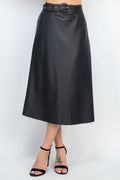 A-line Midi Leather Skirt - AM APPAREL