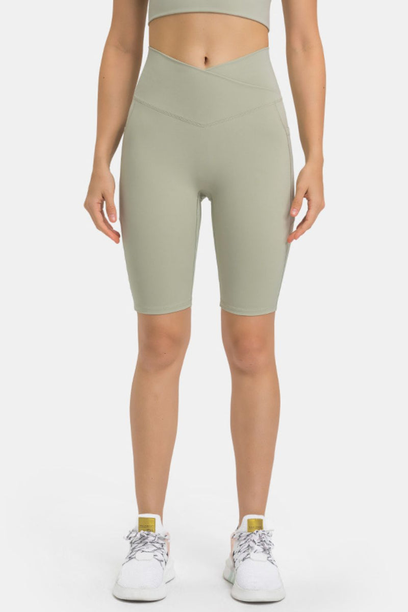 Shorts de motociclista de cintura alta con bolsillos