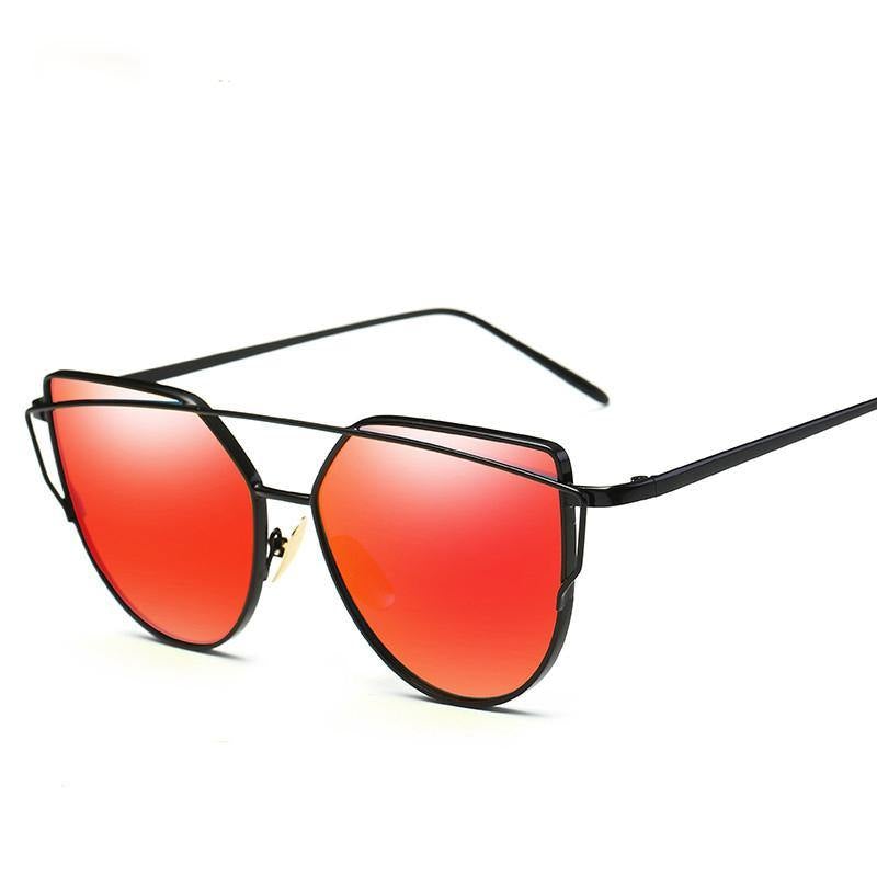 Cat Eye Vintage Reflective Sunglasses For Women - AM APPAREL