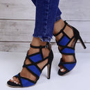 Chill Night Cross Strap High Heel Sandals - AM APPAREL