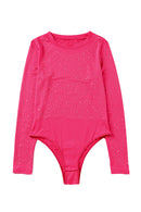 Rhinestone Round Neck Long Sleeve Bodysuit