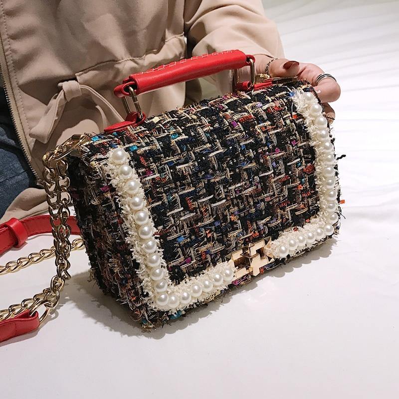 Designer Fashion Square Long Chain Crossbody Hand Bag - AM APPAREL