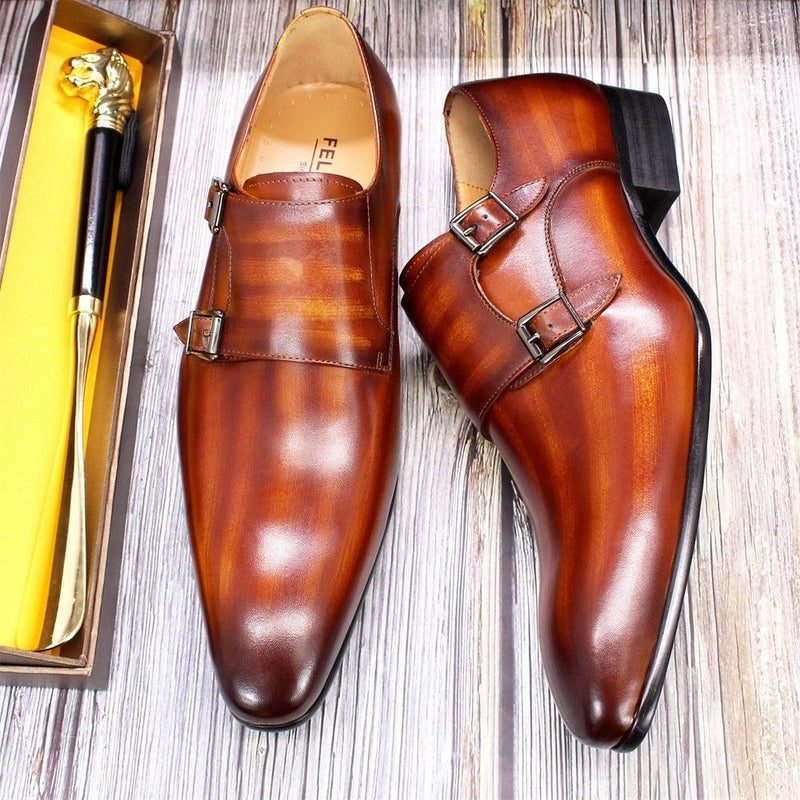 FC Men's Genuine Calf Leather Oxford Shoes W/ Monk Strap - AM APPAREL
