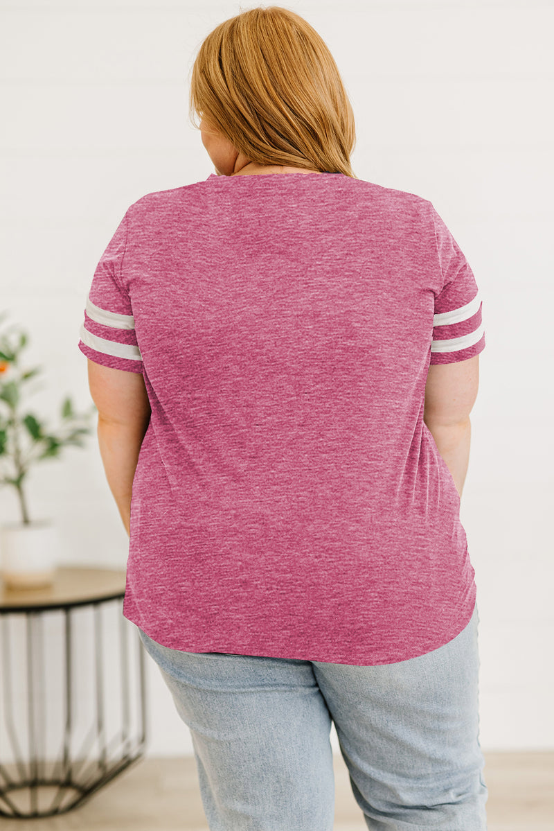 Camiseta a rayas con cuello en V de talla grande