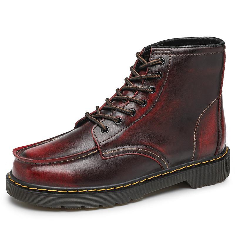 GEN Men's Platform Faux Leather Lace Up Boots - AM APPAREL