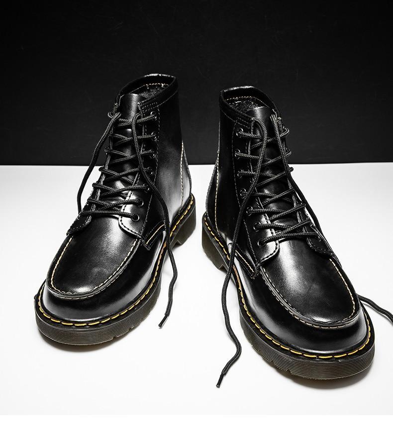 GEN Men's Platform Faux Leather Lace Up Boots - AM APPAREL