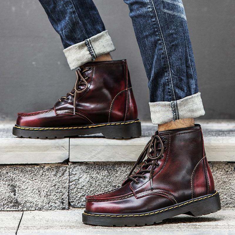 GEN Men's Platform Faux Leather Lace Up Boots - AM APPAREL